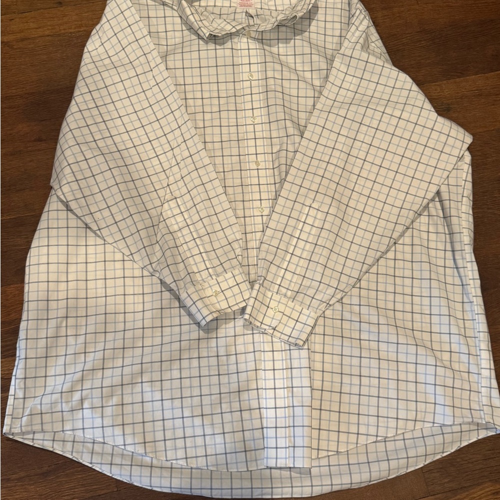 Brooks Brothers Grid Pattern Shirt - White and Blue
